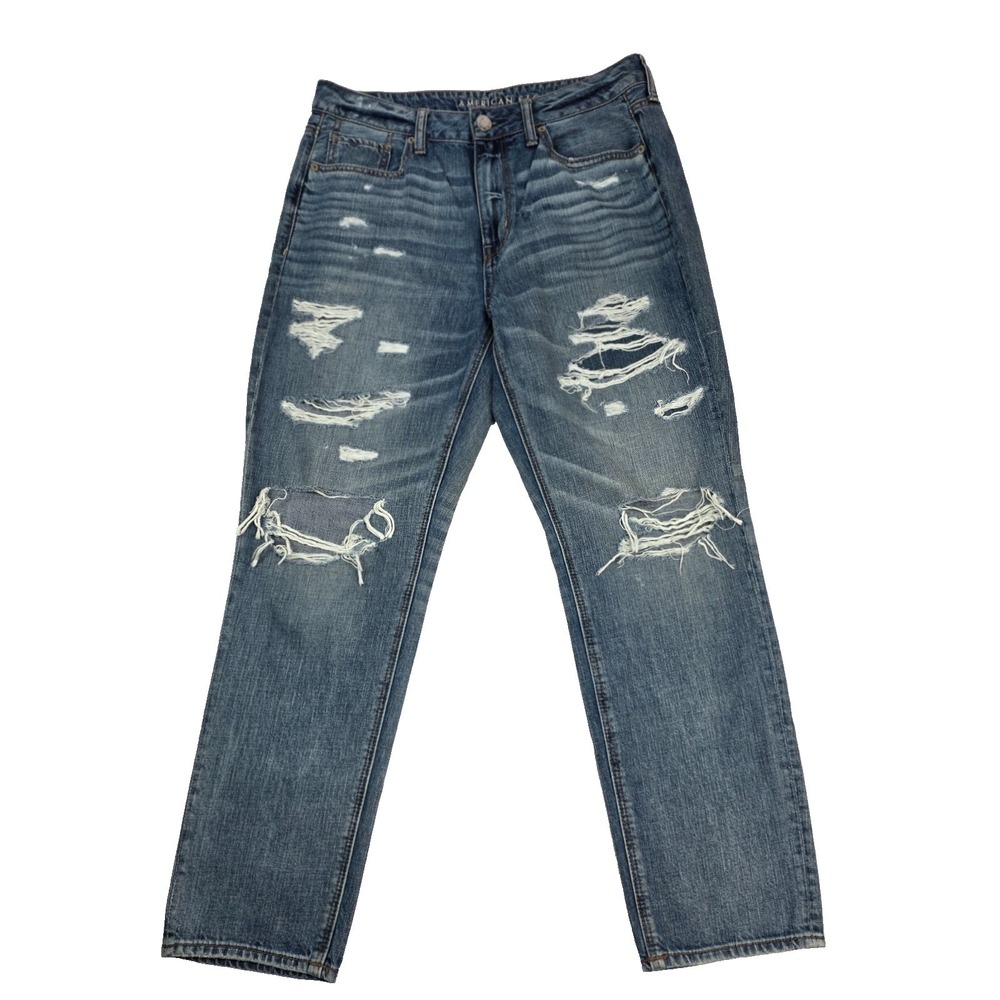 American Eagle Tom Girl Jeans High Rise Distressed Women's 12